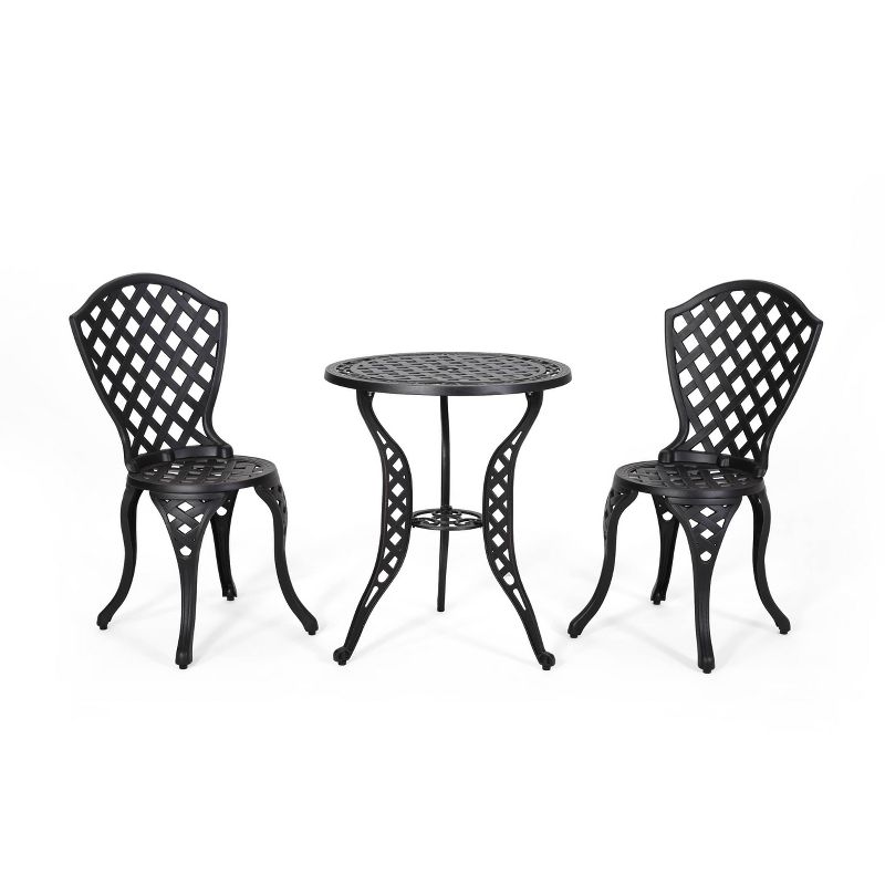 La Sola 3pc Metal Bistro Set - Black/Bronze - Christopher Knight Home