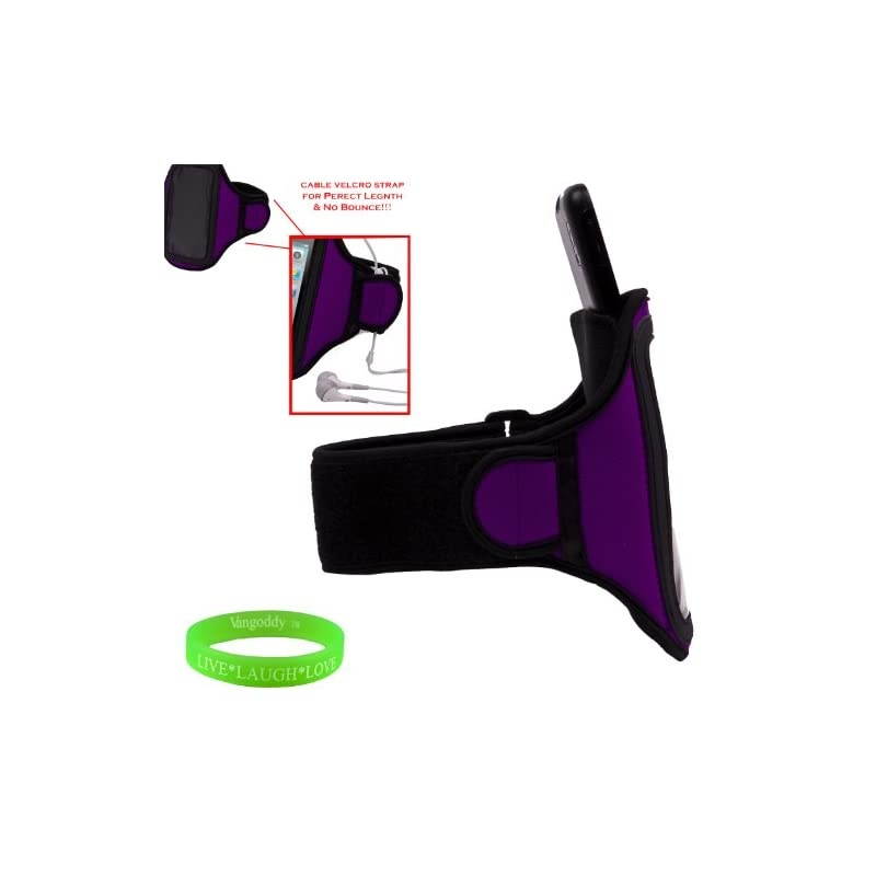 OEM VG Brand Purple Armband with Sweat Resistant Lining and Unique Key Pocket for Nokia Lumia 920 Smart Phone + VanGoddy Wrist Band
