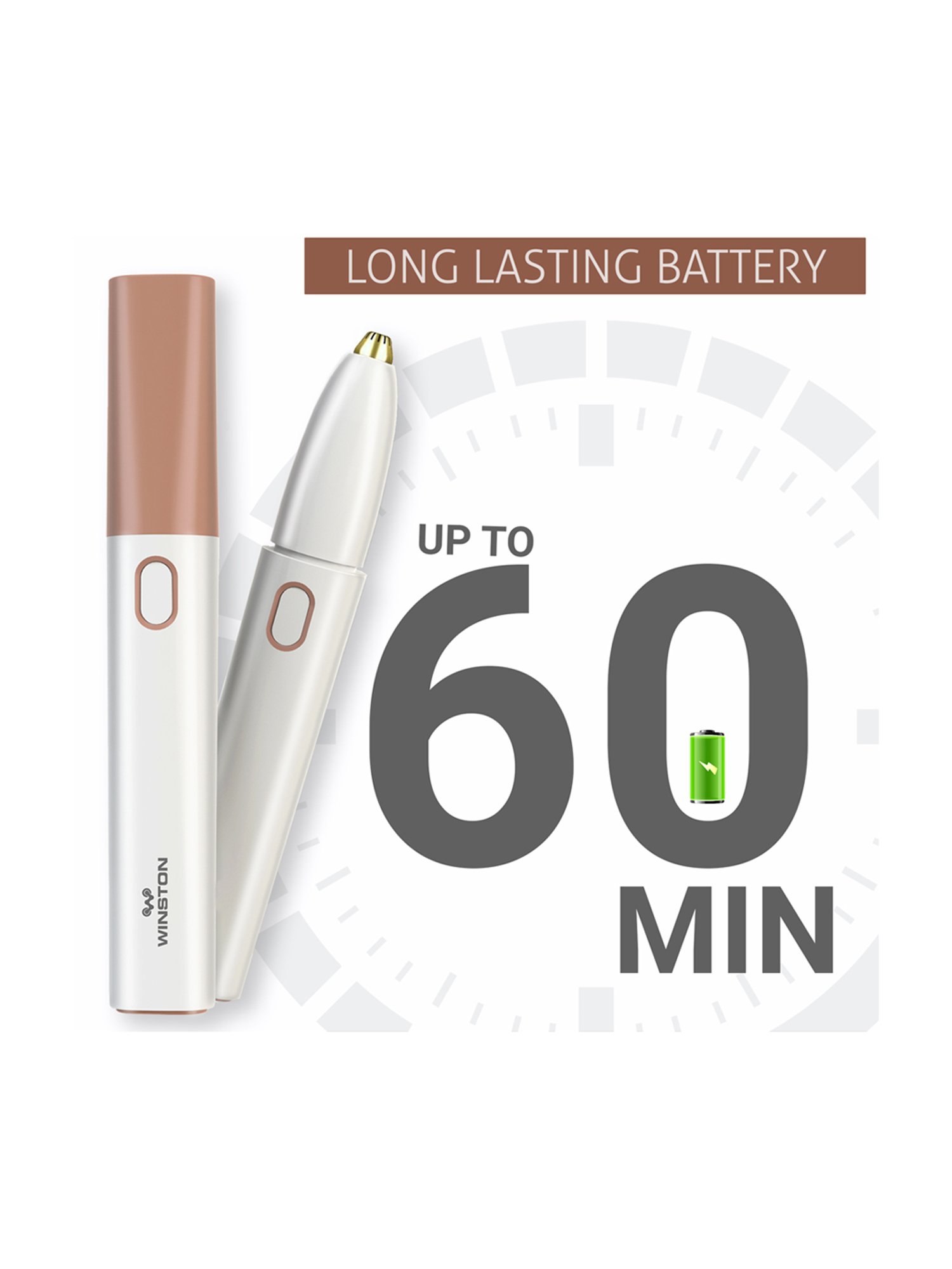 WINSTON Rechargeable Eyebrow Trimmer for Painless Hair Removal (White)