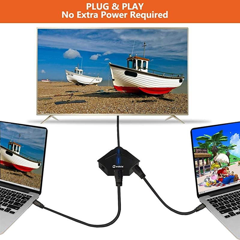 3 Port HDMI Switch,  3 in 1 Out HDMI Switch Box with High Speed Pigtail Cable, HDMI Switcher Splitter Supports Ultra HD 4K@30Hz 3D 1080p, Compatible with Xbox/PS4/Apple/Fire TV/Blu-Ray-Player