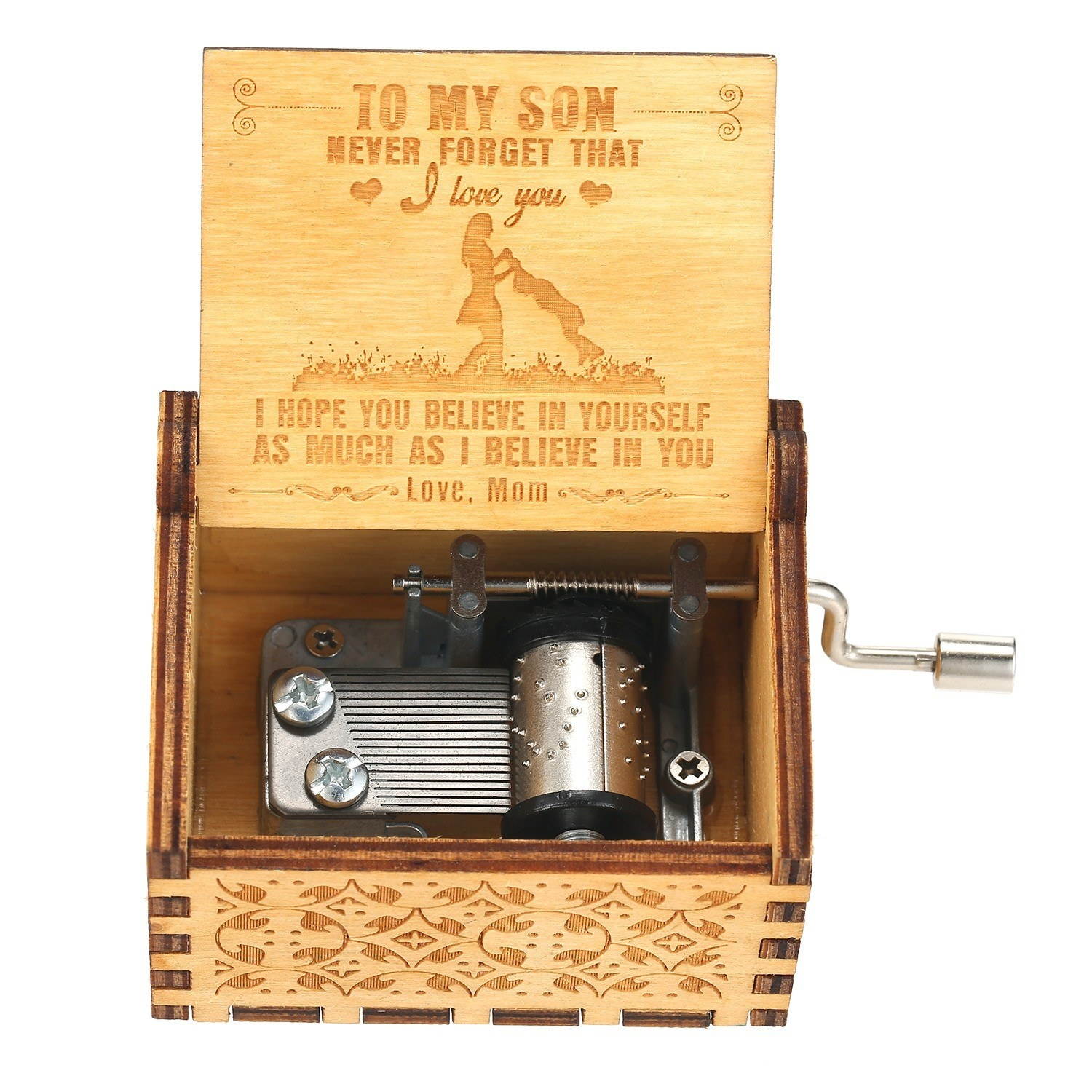 Vintage Wooden Music Box Hand Crank Music Case Carved Engraving Children Toy Christmas Festival Presents