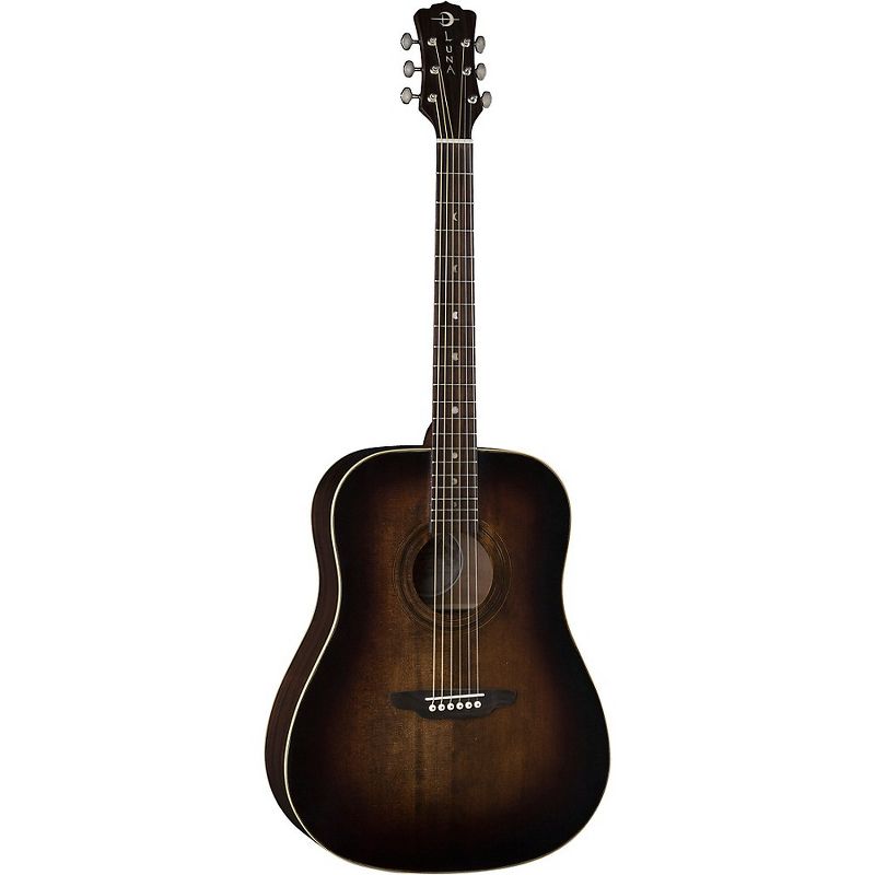Luna Guitars Art Vintage Dread Solid Top Distressed Acoustic Guitar Distressed Vintage Brownburst