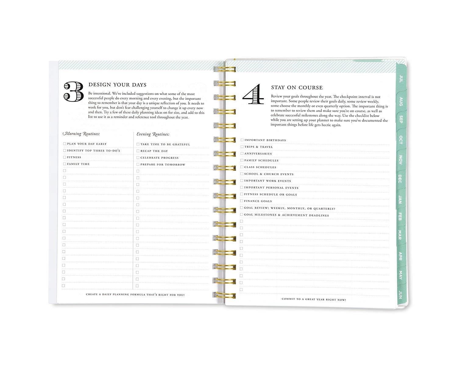 Day Designer for Blue Sky 2018-2019 Academic Year Weekly & Monthly Planner, Flexible Cover, Twin-Wire Binding, 5.8" x 8.6", Gold Stripe Design