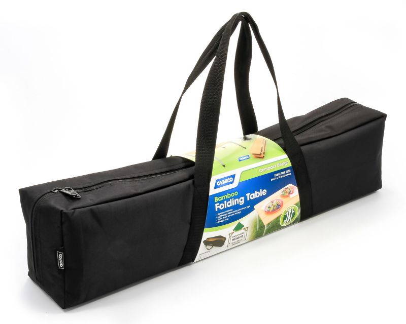 Camco 51895 Bamboo Folding Table with Aluminum Legs- Compact Design