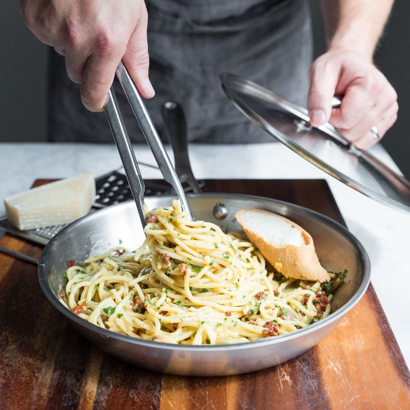 American Kitchen Cookware Premium Stainless Steel Covered 10 Inch Skillet