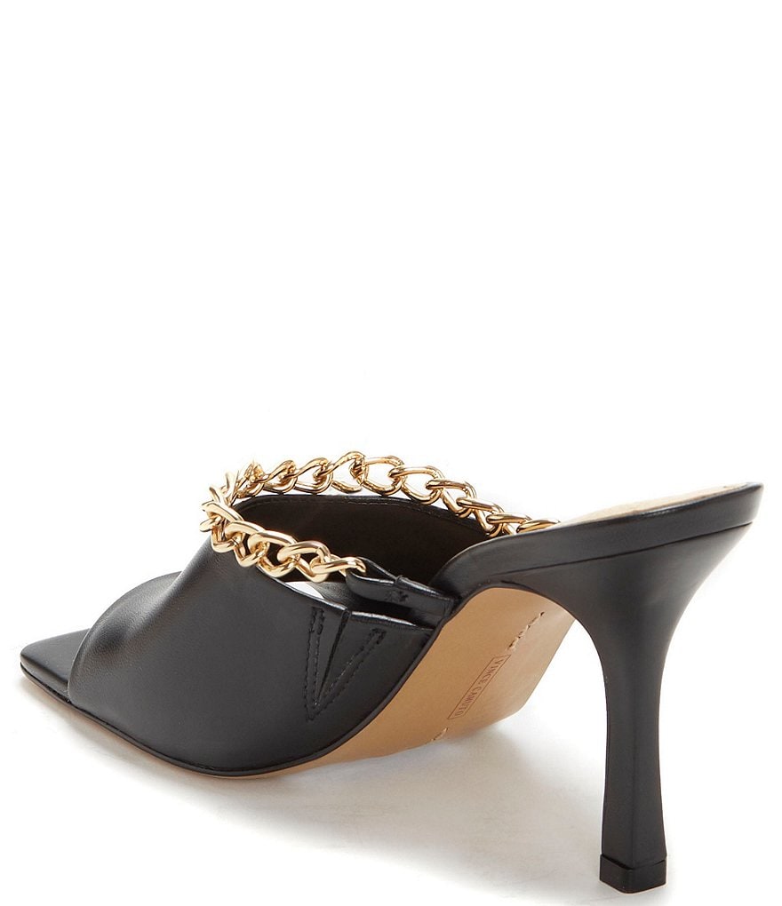 Vince Camuto Baminie Leather Square Toe Chain Detail Mules