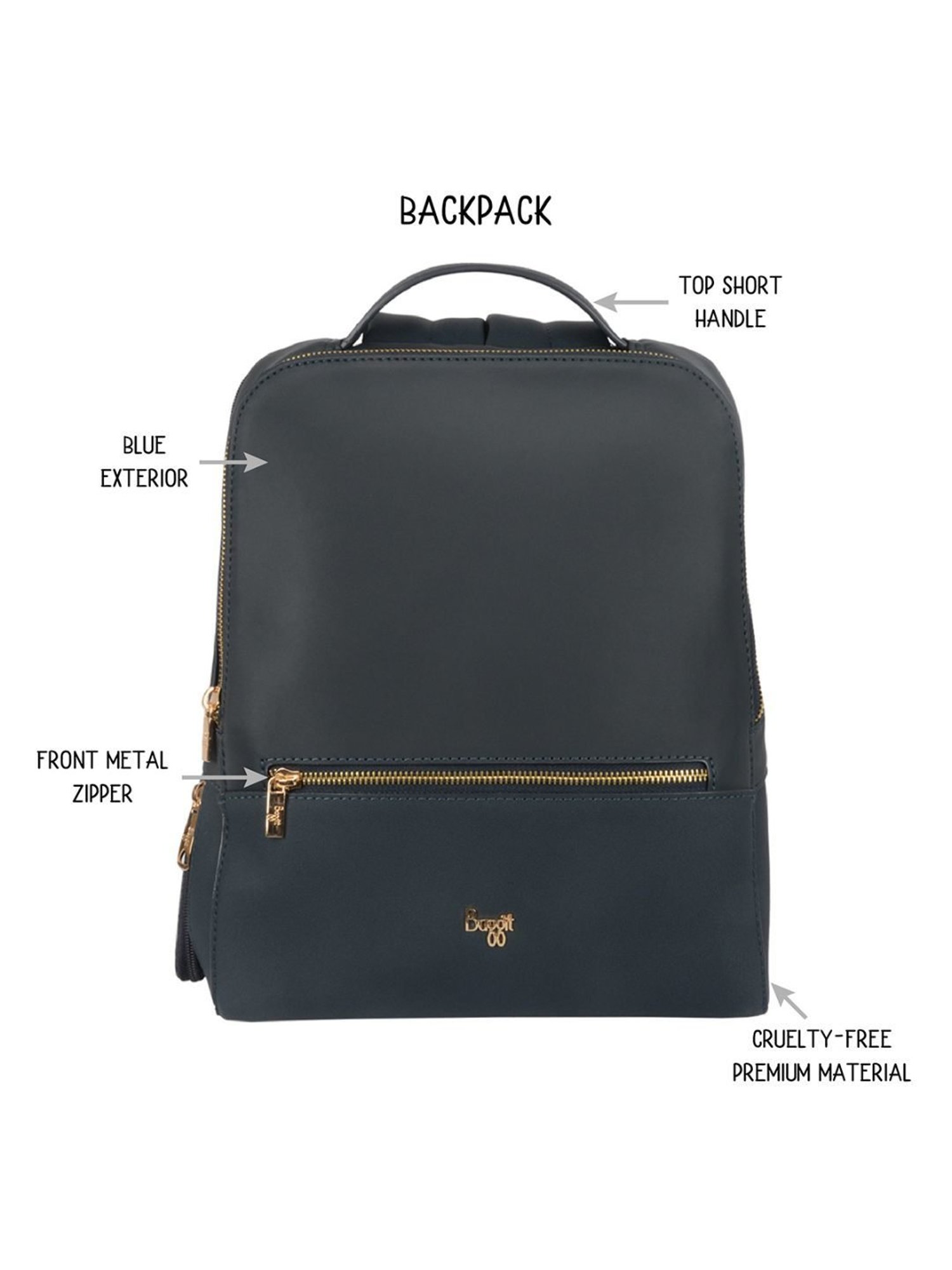 Baggit Navy Solid Medium Backpack
