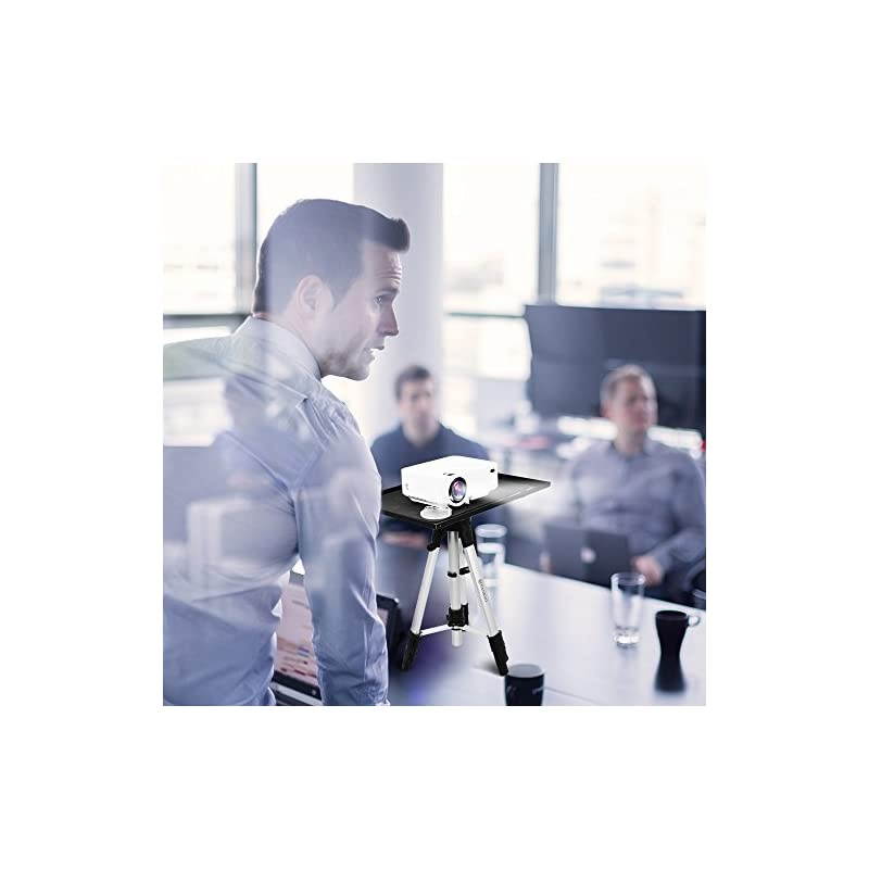 Aluminum Tripod Projector Stand, Adjustable Laptop Stand, Multi-Function Stand, Computer Stand Adjustable Height 17'' to 46'' for Laptop with Plate and Carrying Bag (1-Silver)