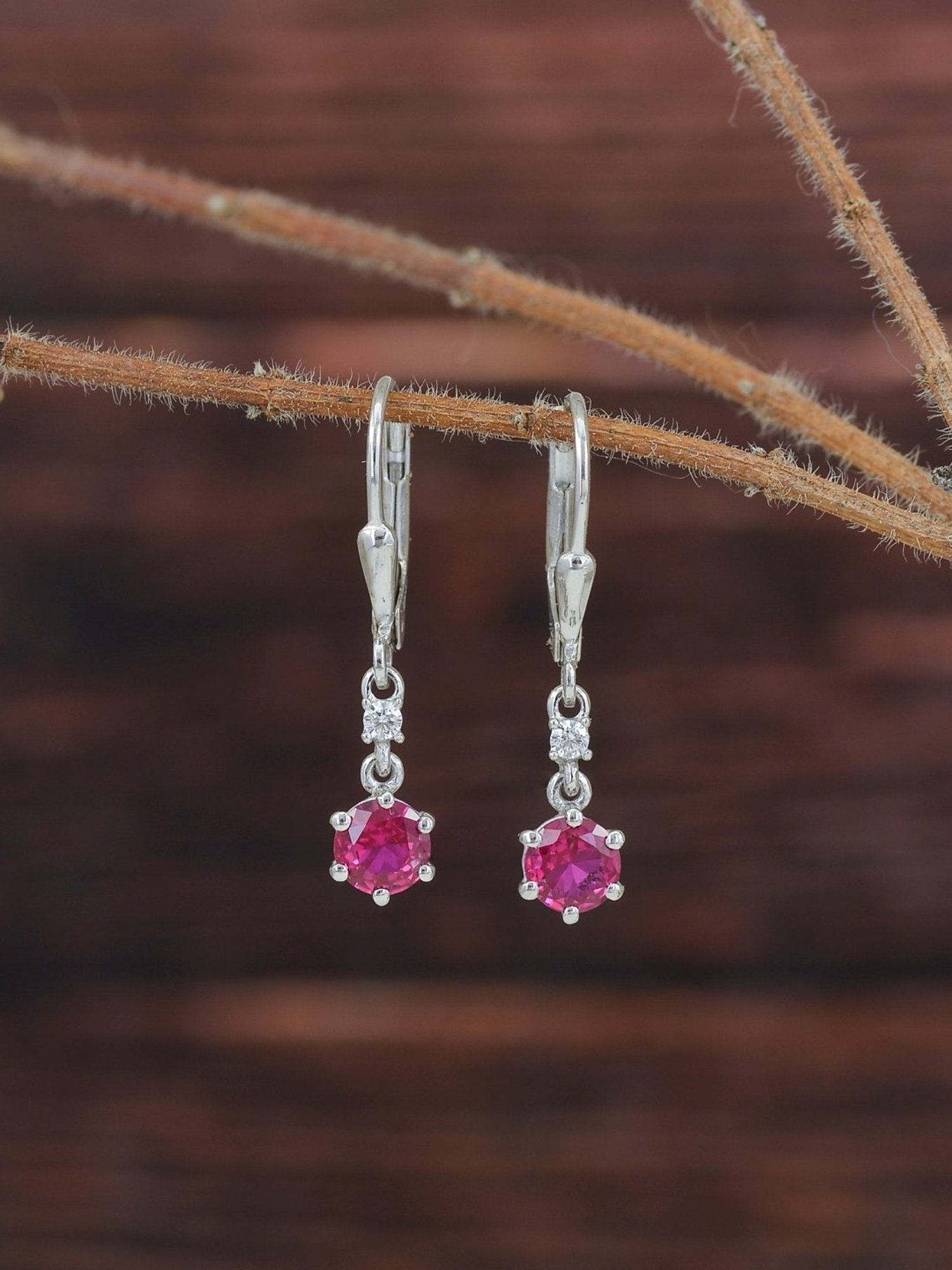 Ornate Jewels 92.5 Sterling Silver Ruby Earrings for Women