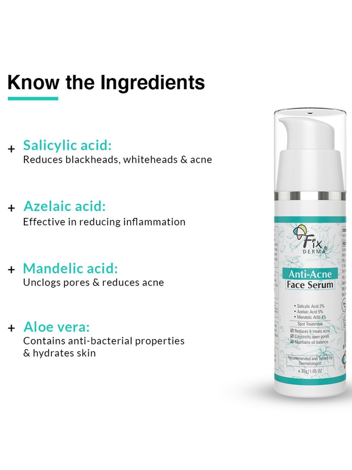 Fixderma Anti-Acne Face Serum for Men & Women - 30 gm