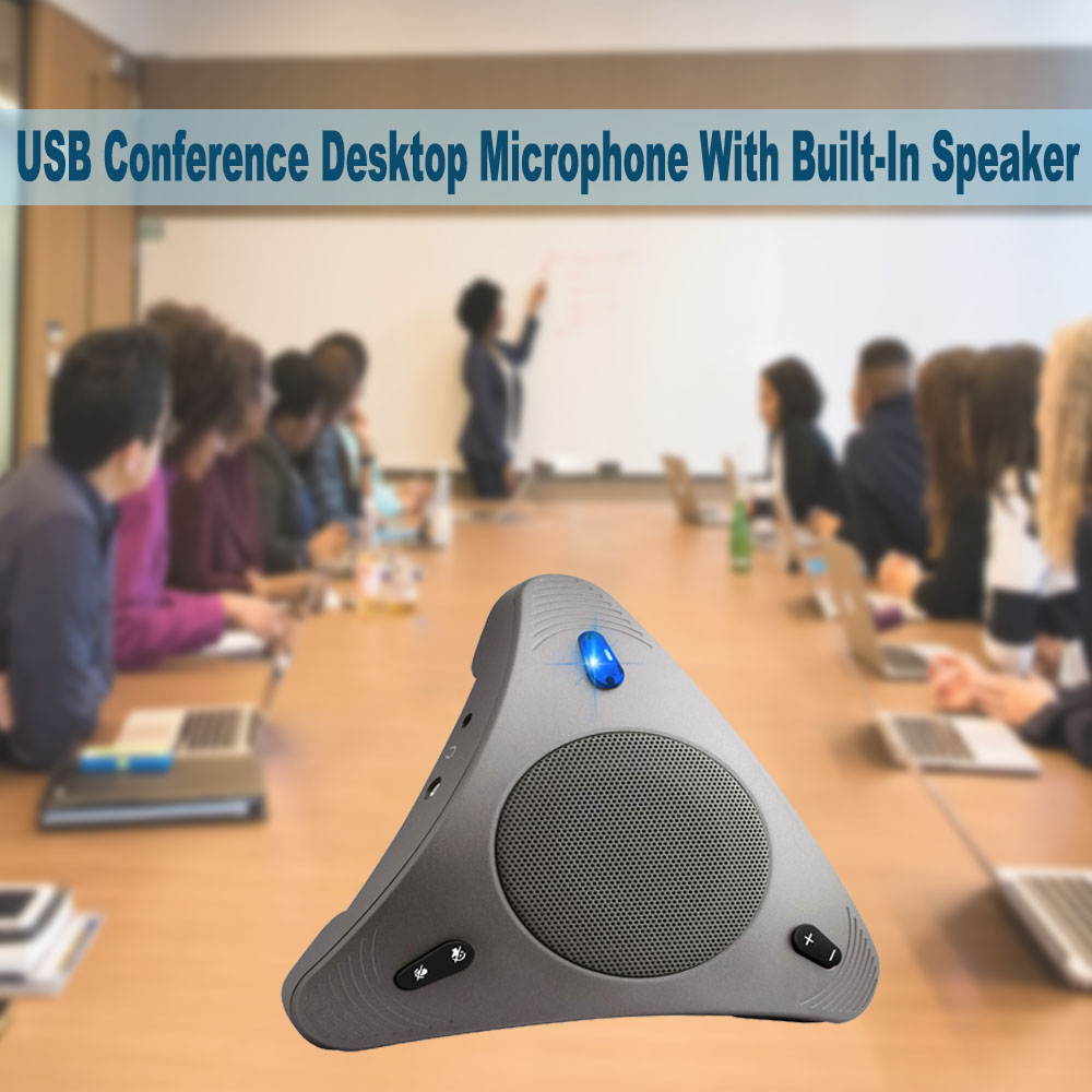 USB Conference Computer Microphone VOIP Omnidirectional Desktop Wired Microphone Built-in Speaker Support Control Mute Function Plug  Play for PC Laptop for Video Call | Zoom Meeting 360&deg; Audio Pickup