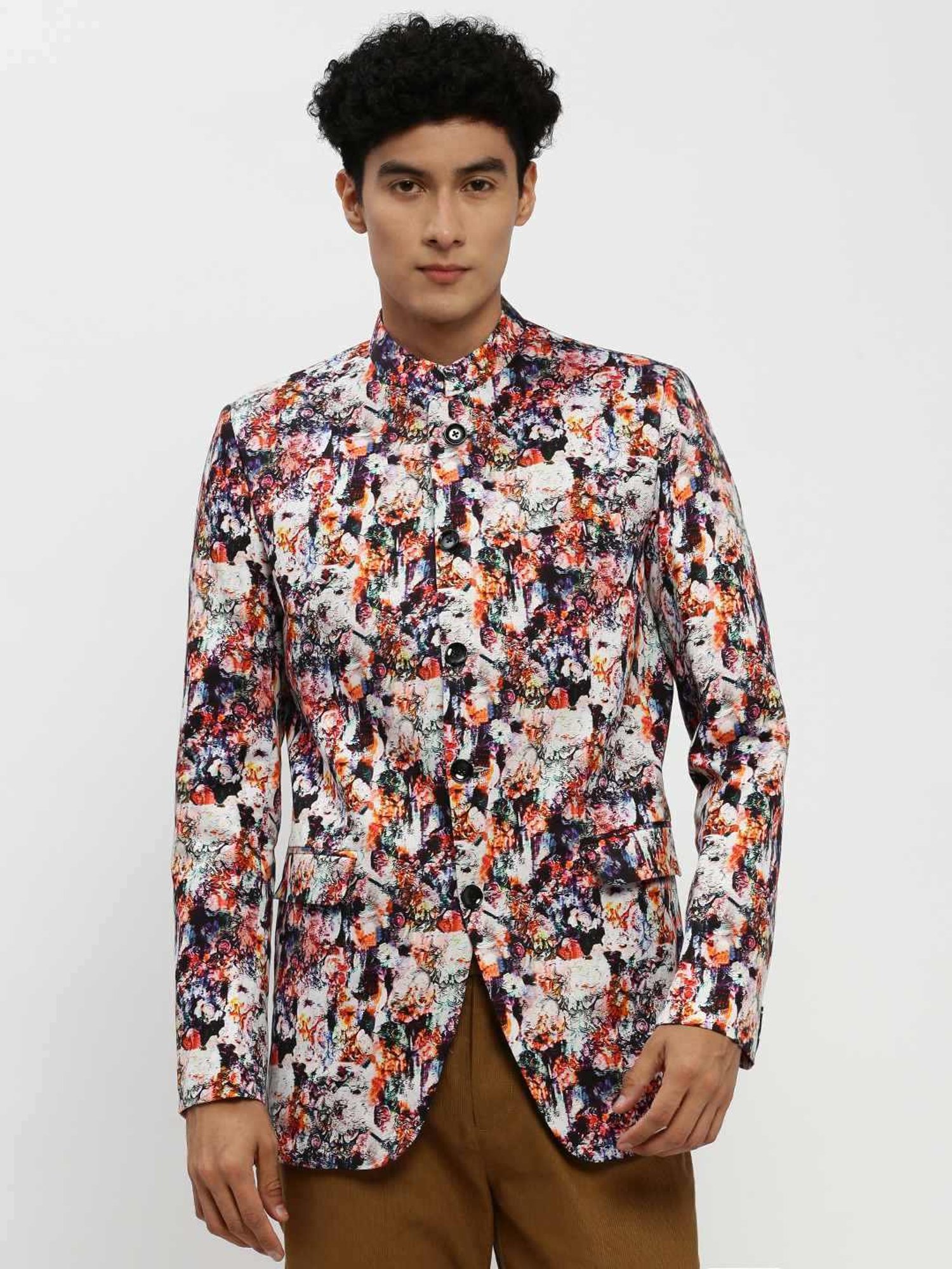 SHOWOFF Multicoloured Slim Fit Printed Blazer
