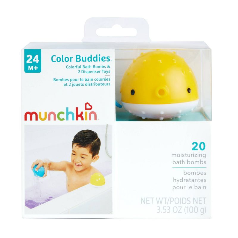 Munchkin Color Buddies Moisturizing Bath Water Color Tablets and Toy Dispenser - 20 Tablets and 2 Toy Dispensers