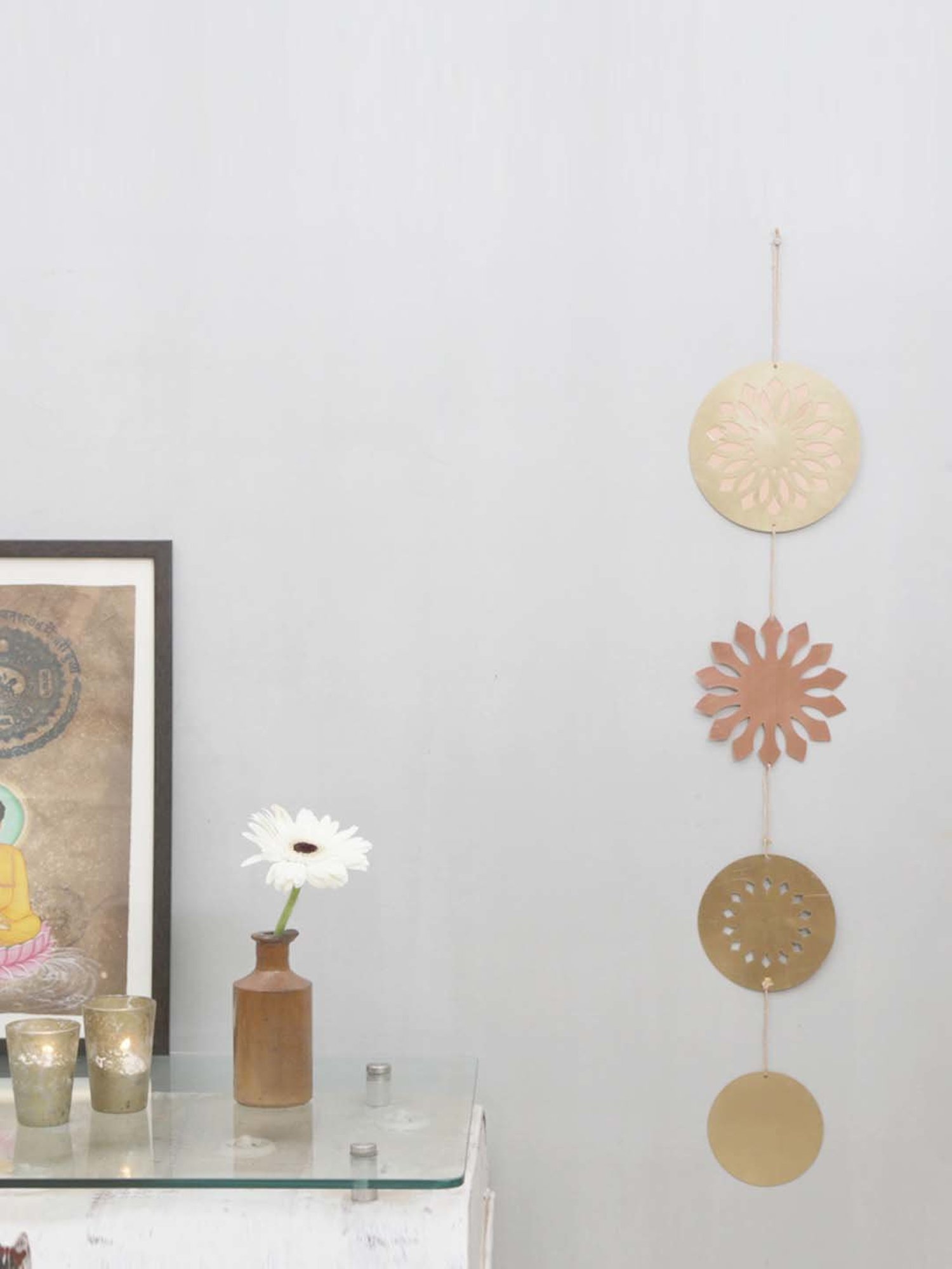 COPPRE Golden Copper Sunflower Meditation Wall Hanging - Set of 1