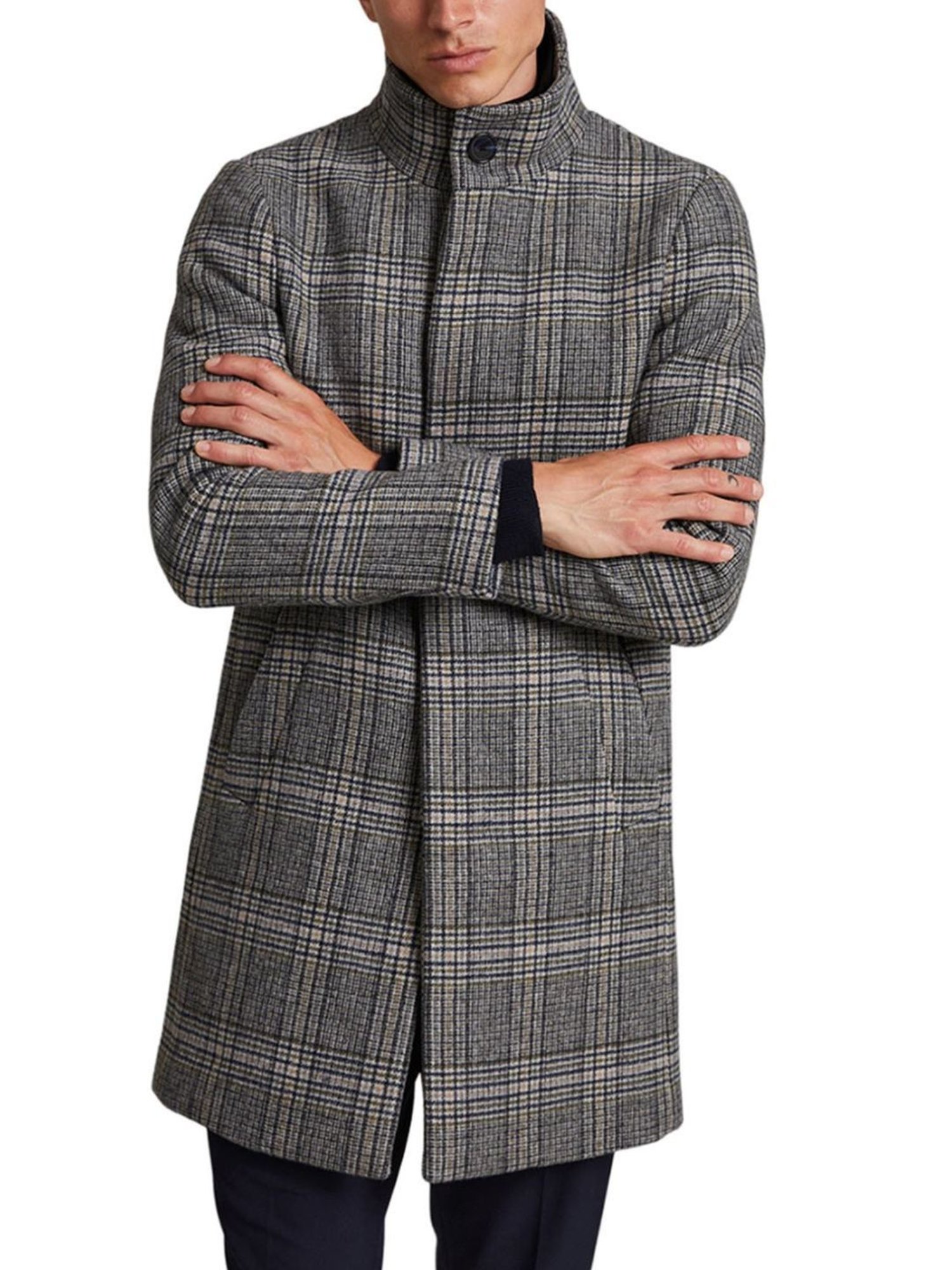 Matinique Grey Regular Fit Self Pattern Overcoat