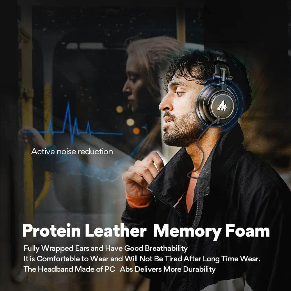 50MM Drivers Over Ear Headphones MAONO AU-MH601S Studio Stereo Monitor Closed Back Headphones for Music DJ Podcast (Sliver)