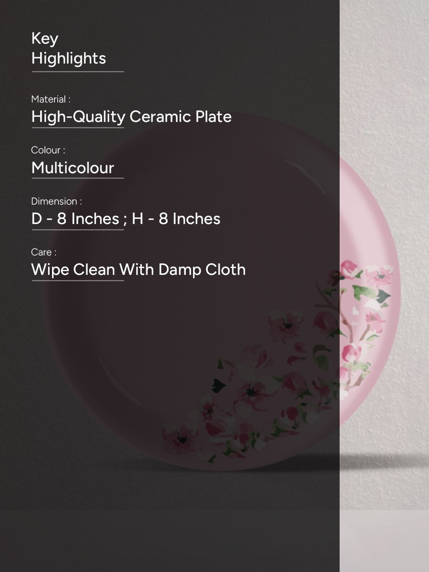 Nestroots Victorian Ditsy Printed Multicolor Porcelain Wall Plate