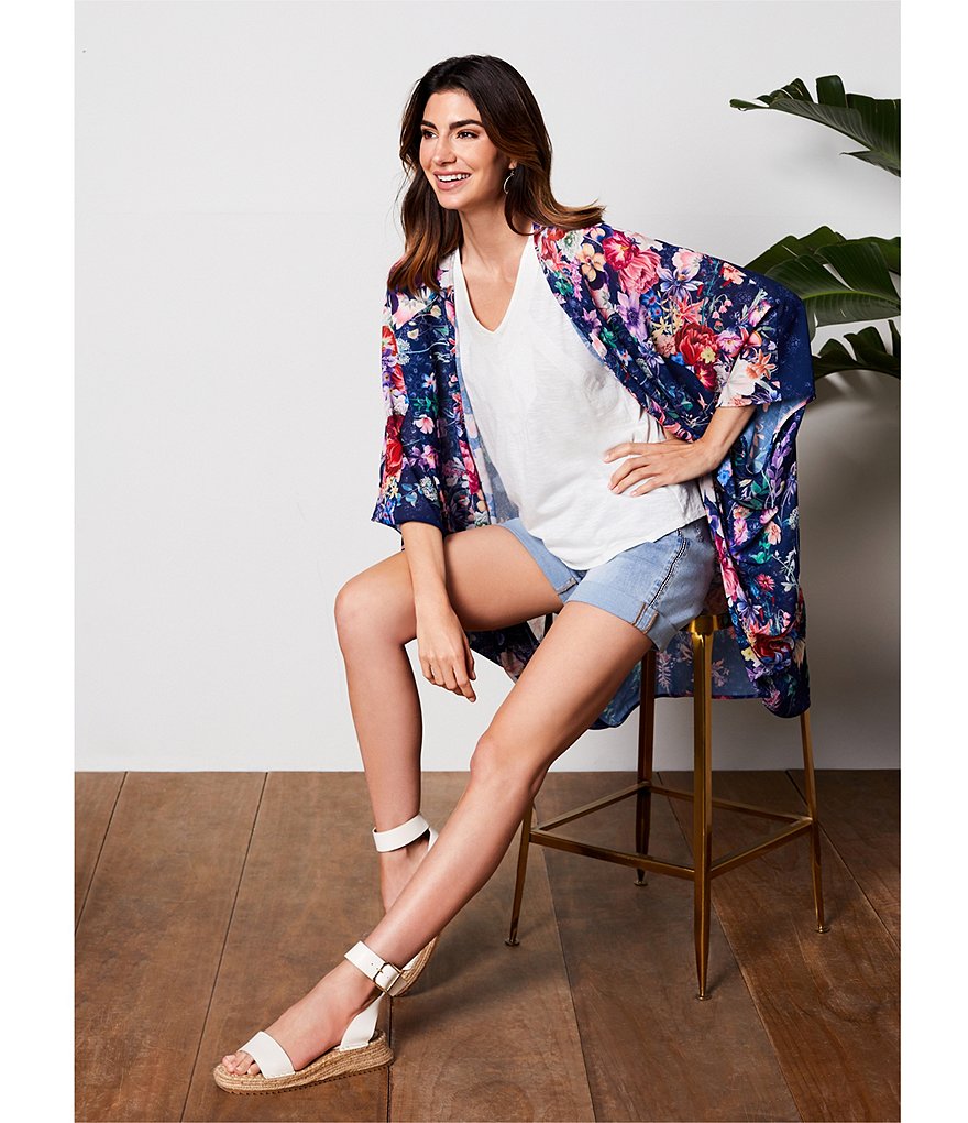 Reba Floral Print Cocoon Kimono