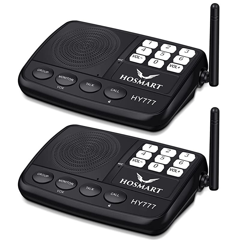 Wireless Intercom System  12 Mile Long Range 7Channel Security Wireless Intercom System for Home or Office New Version2 Stations Black