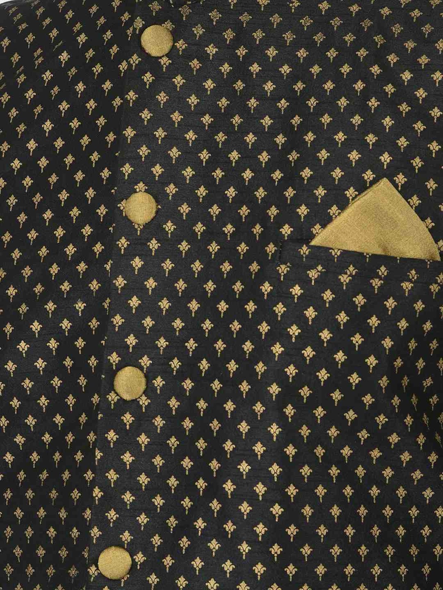 Deyann Black & Green Regular Fit Self Pattern Kurta Set With Jacket