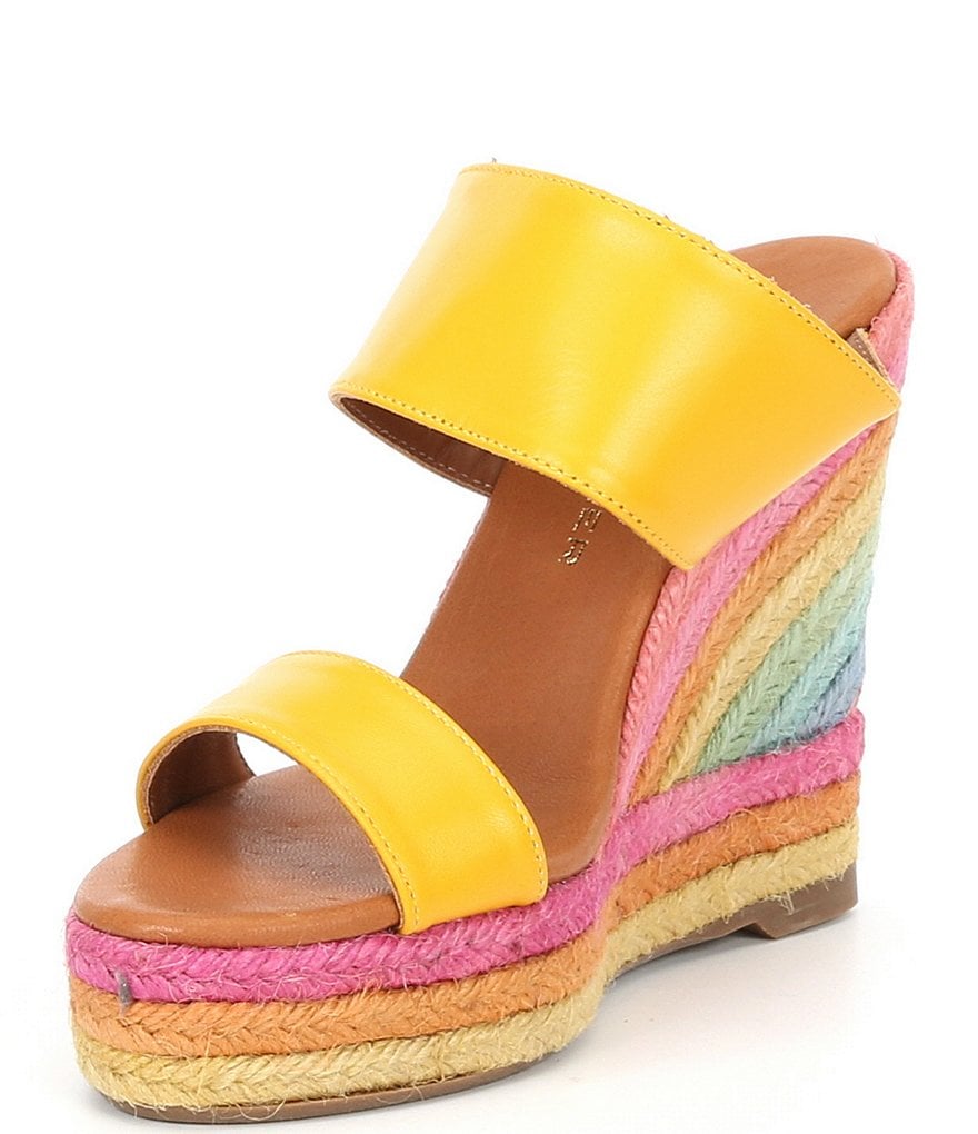 Kurt Geiger London Ariana Leather Rainbow Espadrille Wedges
