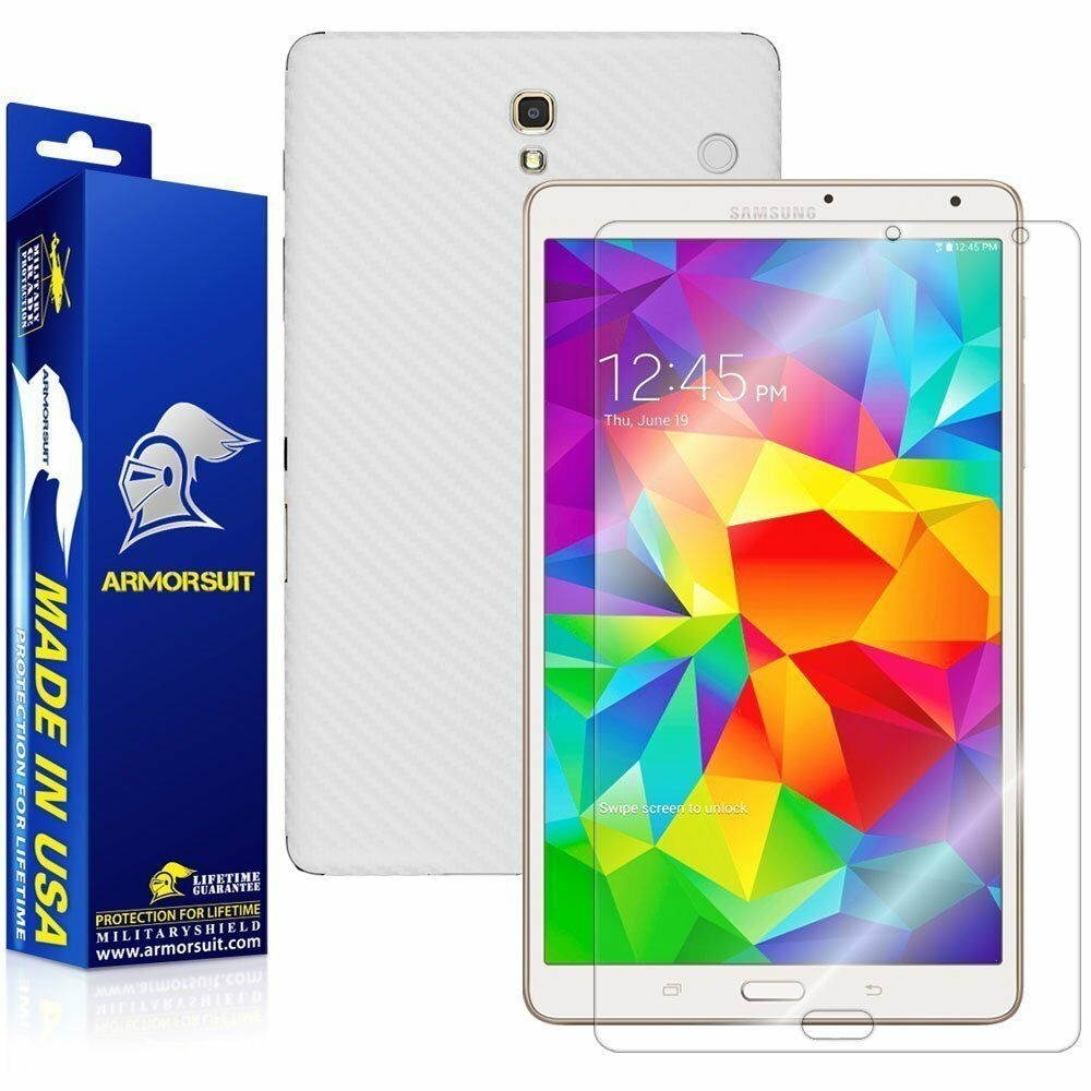 ArmorSuit Samsung Galaxy Tab S 8.4  Screen Protector + White Carbon Fiber Skin