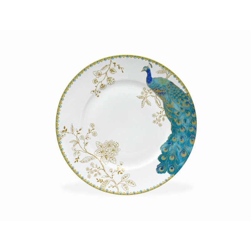 222 Fifth Peacock Garden Porcelain 16pc Dinnerware Set White