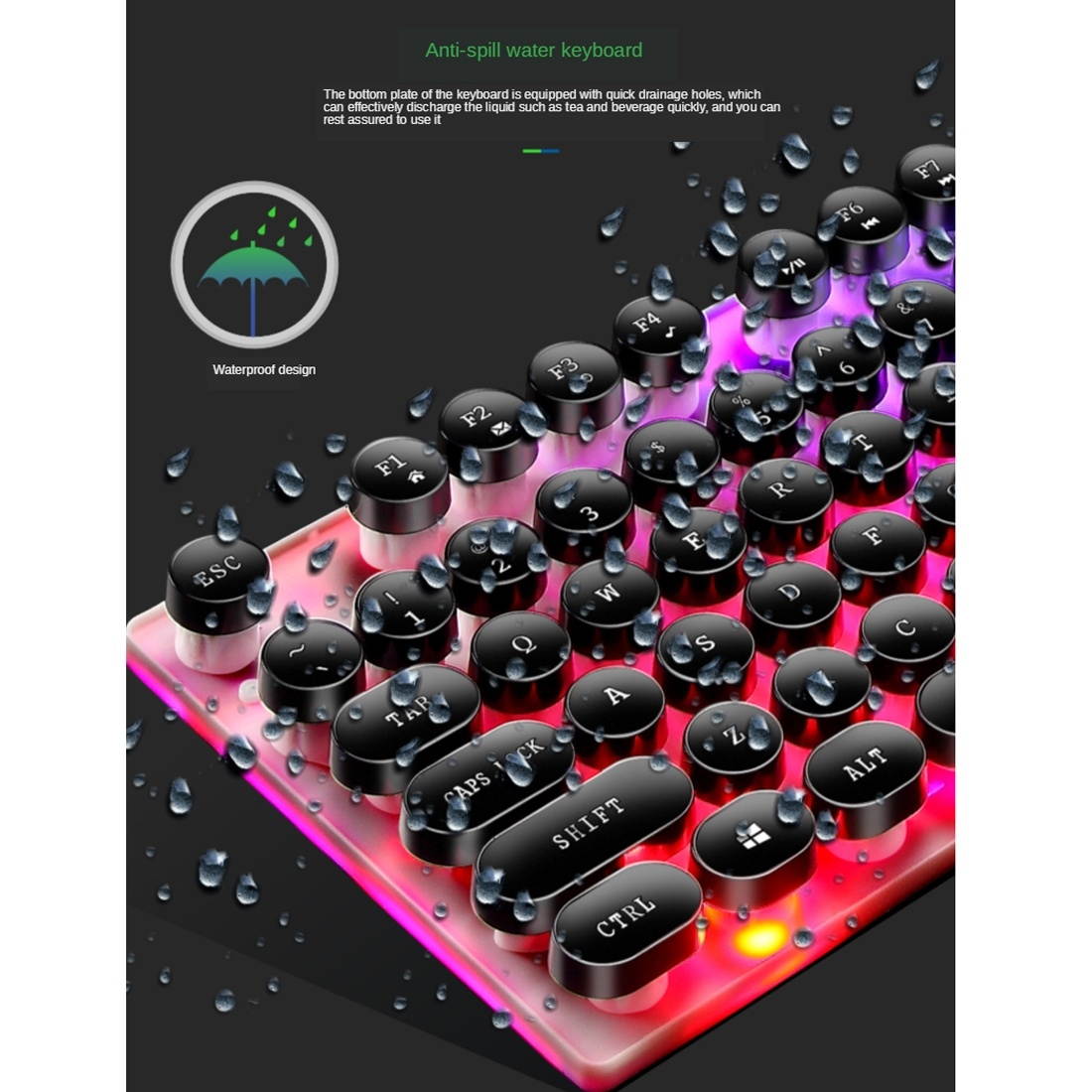 Mini i10 2.4G Air Mouse Wireless Keyboard with Touchpad Black