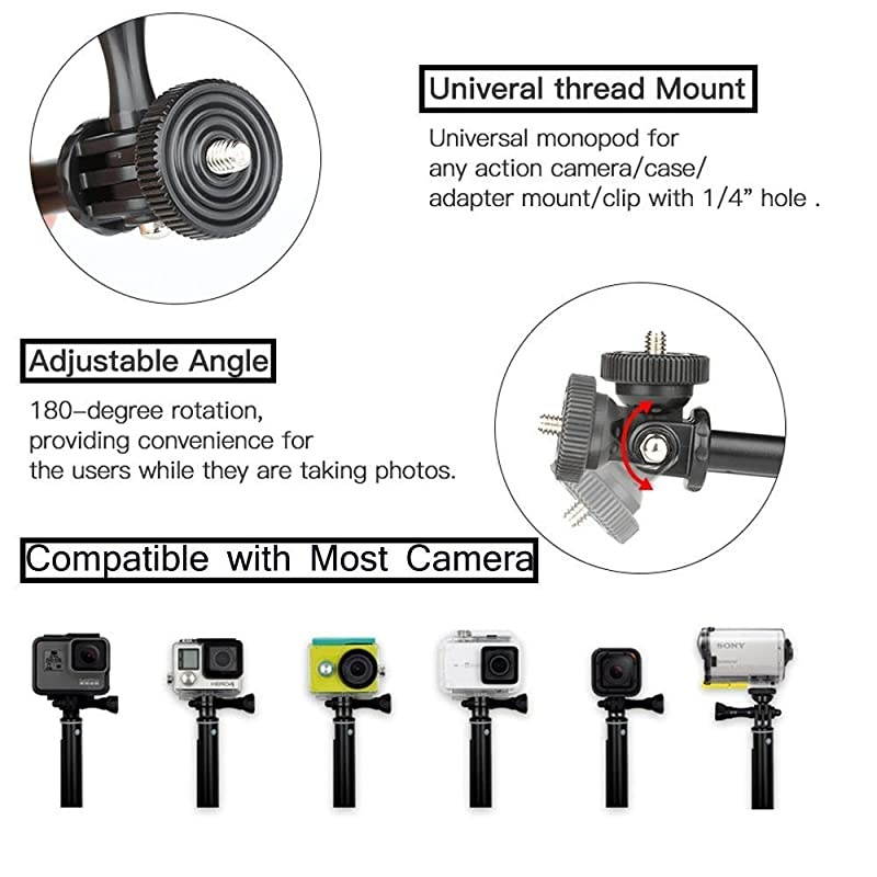 37inch Waterproof Action Camera Selfie Stick+Universal Mini Tripod Stand Compatible with Gopro Hero 765AKASO EK7000 Brave 4APEMANCrosstourCamparkTenkerCooau Action Camera