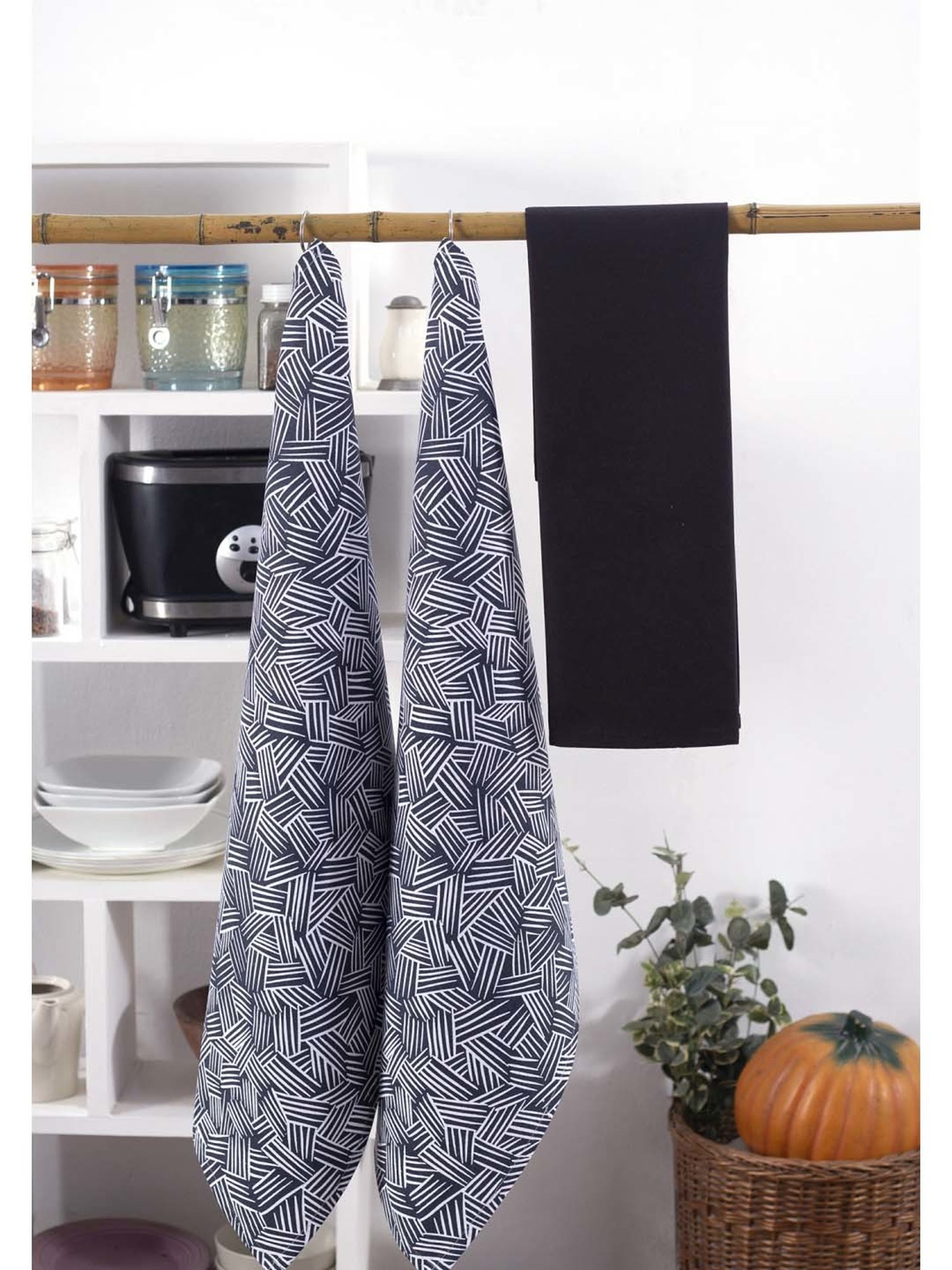 Maspar Navy 100% Cotton 225 GSM Kitchen Towel - Set of 3