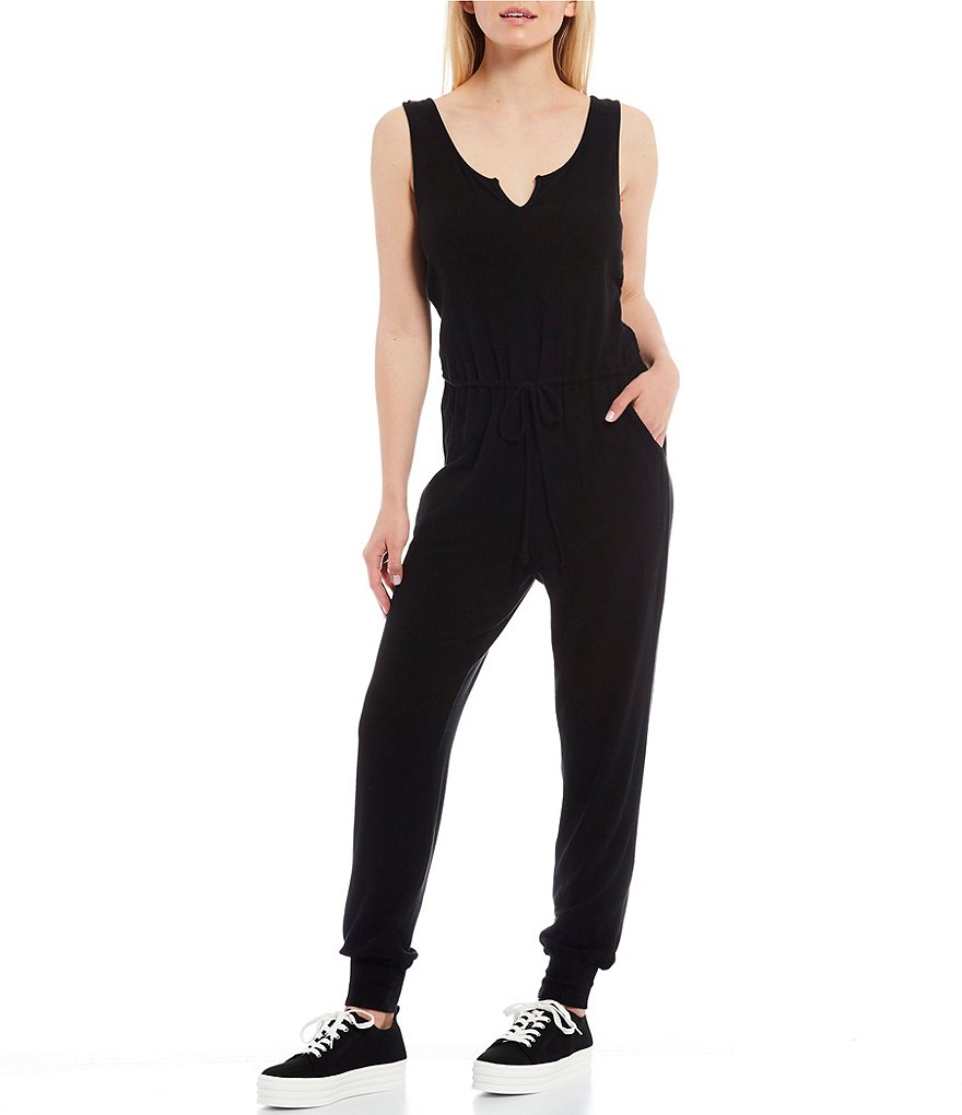NIA Ribbed Split Scoop Neck Sleeveless Hacci Jumpsuit