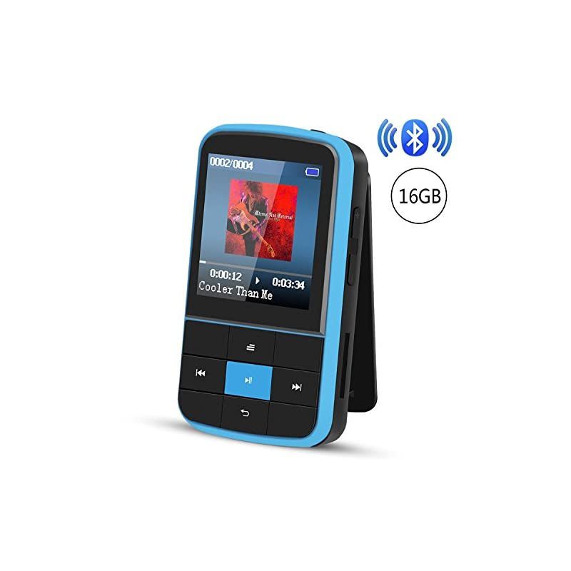 Clip MP3 Player,  16GB Bluetooth MP3 Player with Sweatproof Silicone Case and Sport Armband, Support FM Radio, FM Recording, Bookmark, Expandable up to 128GB