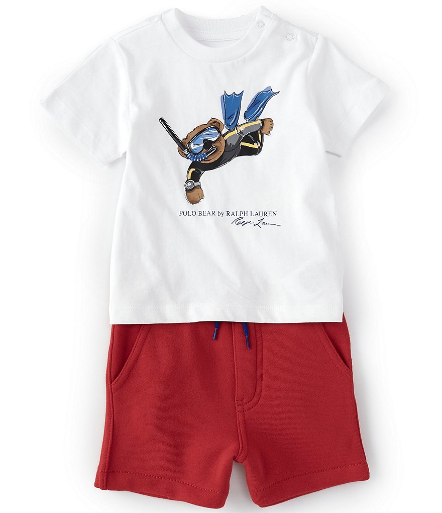 Ralph Lauren Baby Boys 3-24 Months Short-Sleeve Snorkeling Polo Bear Tee & French Terry Shorts Set