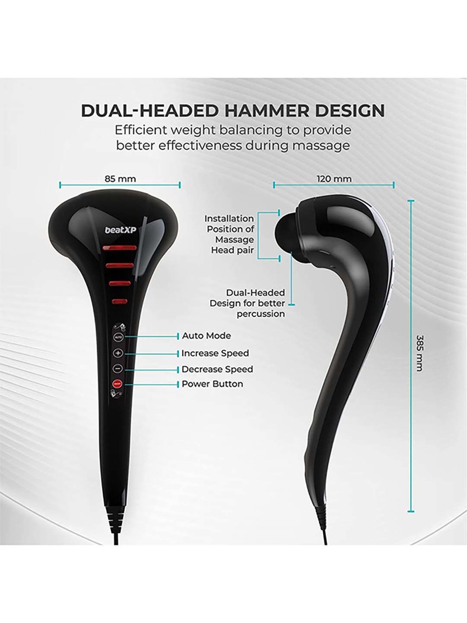 beatXP Thunder Double Headed Hammer Massager (Jade Black)