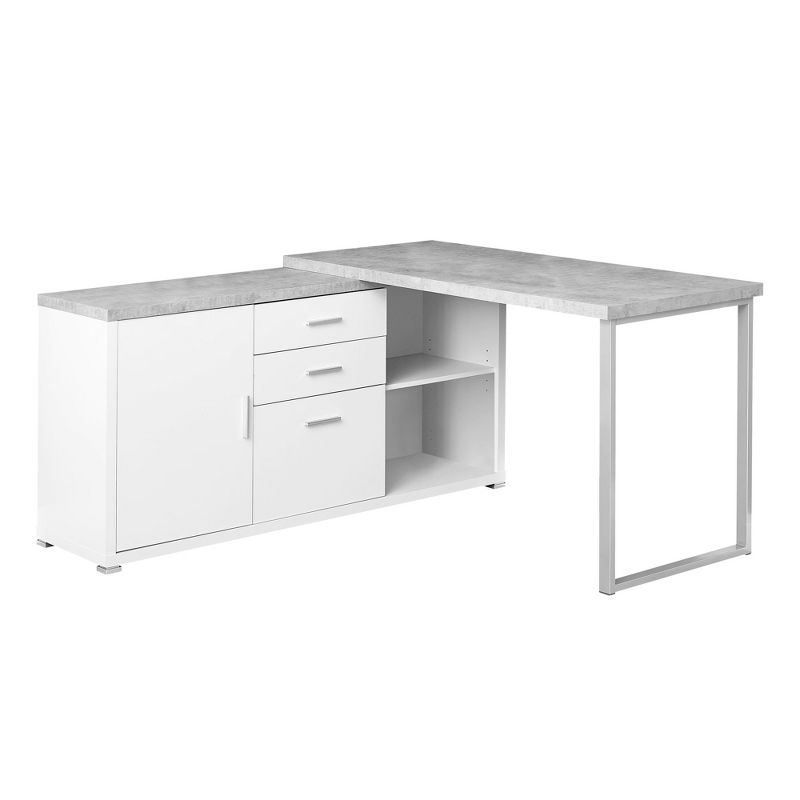 Monarch Specialties Computer Desk, 60"L White / Cement-Look Left/Right Face