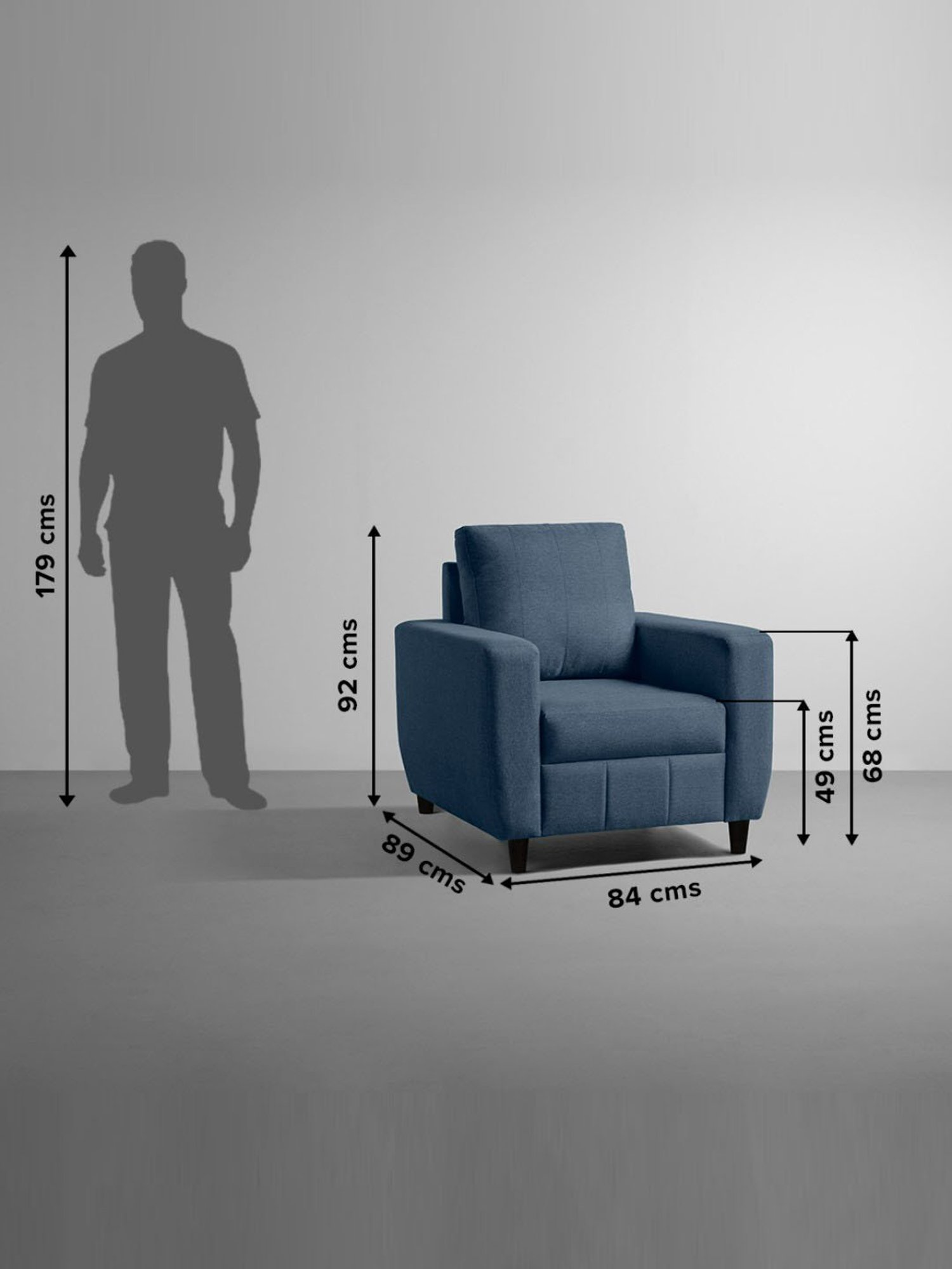 Sleepyhead Bae Ocean Blue Fabric 1 Seater Sofa