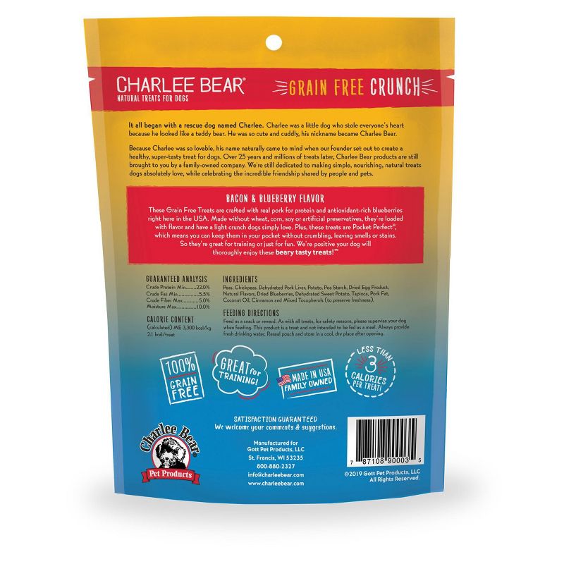 Charlee Bear Crunch Bacon Blueberry Dog Treats - 8oz