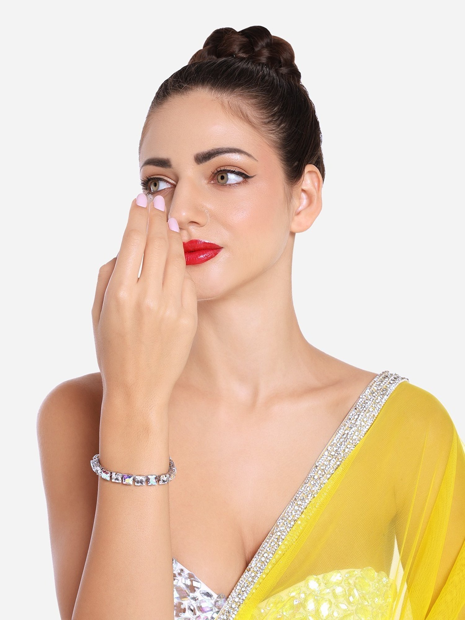 Zaveri Pearls Multicolor Dazzling Artificial Stones Contemporary Adjustable Bracelet-ZPFK16712