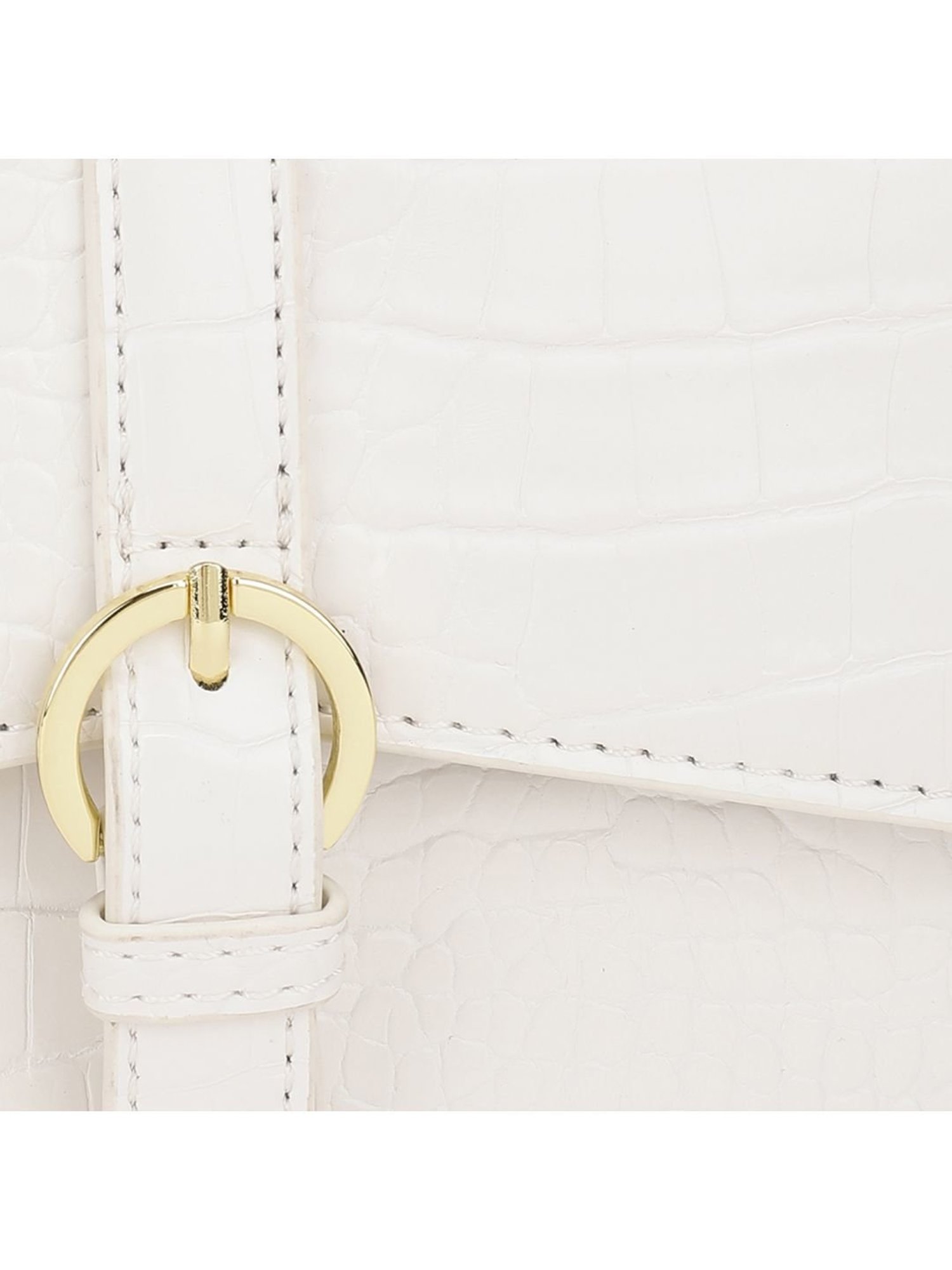 Tyra Isla White Textured Faux Leather Satchel Handbag