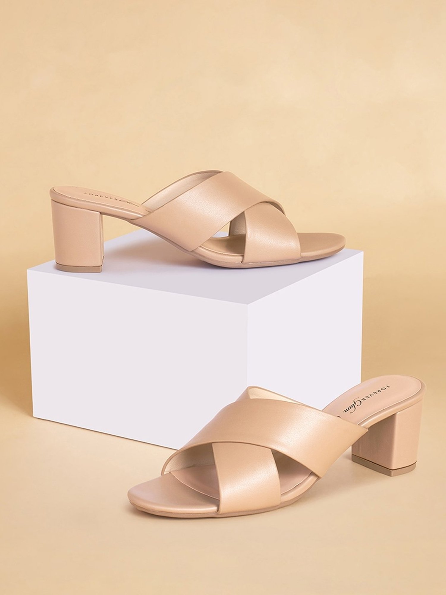 Forever Glam by Pantaloons Women's Tan Cross Strap Sandals