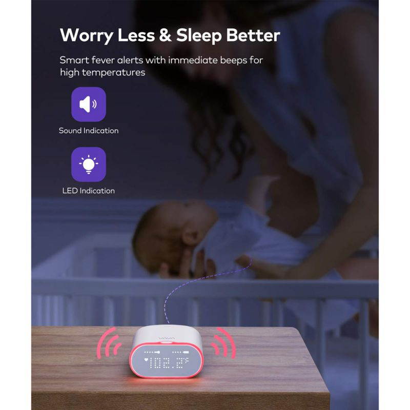 VAVA Smart Baby Thermometer, Real-Time Temperature Monitor with Fever Alarm, Wearable Armpit Digital Thermometer for Baby Fever Monitoring, with 24H Battery Life, Safe & Comfy for Children & Adults