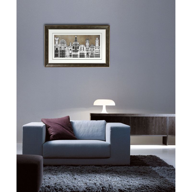 34" x 22" Matted to 2" Urban Building Panel I Picture Frame Brown - PTM Images