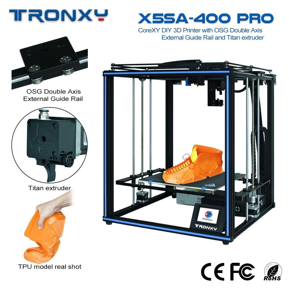 X5SA-400 PRO 3D Printer, Auto leveling, 3.5INCH Full Color Touch screen, No Edge Warping