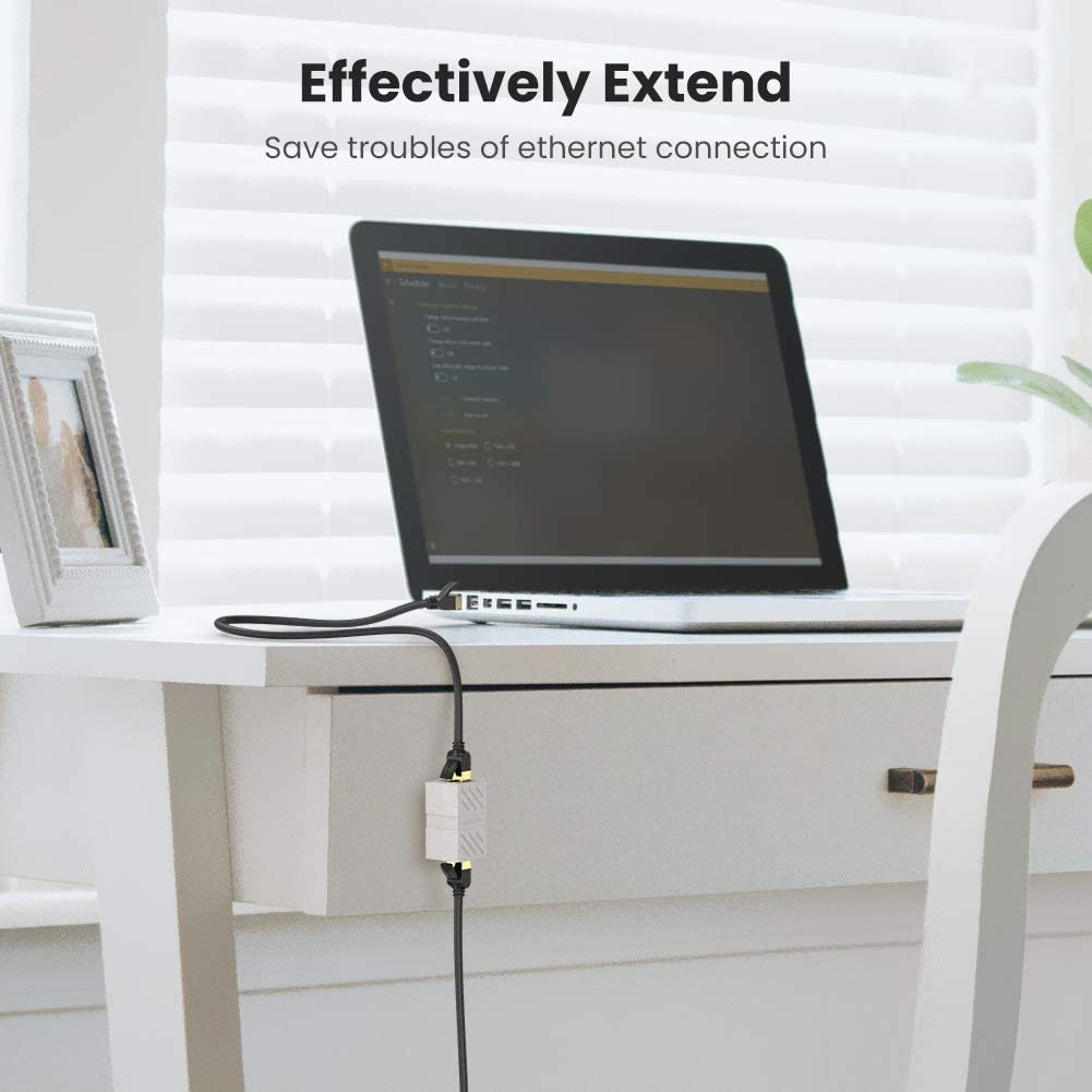 UGREEN RJ45 Coupler 5 Pack in Line Coupler Cat7 Cat6 Cat5e Ethernet Cable Extender Adapter Female to Female (White)