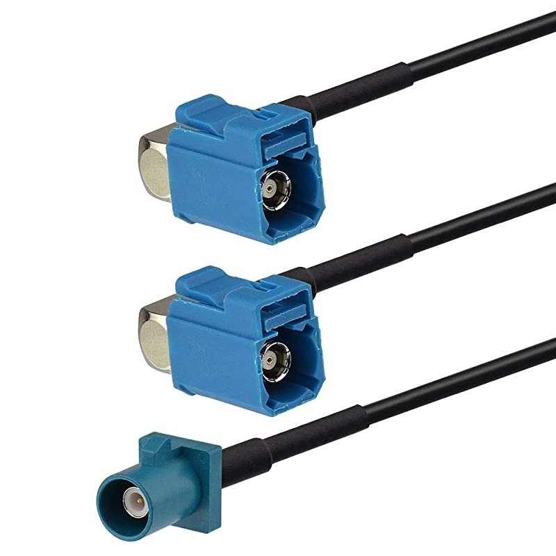 Fakra Splitter, Fakra Cable Male to Female RG174 Coaxial Cable Y Type Splitter for Car Stereo GPS Antenna Extension Cable, 2Ft