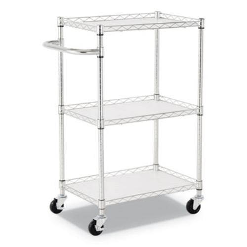 Alera ALESW322416SR 3-Shelf Wire Cart with Liners, 39.00" x 24.00" x 16.00", Silver, 500-lb Capacity