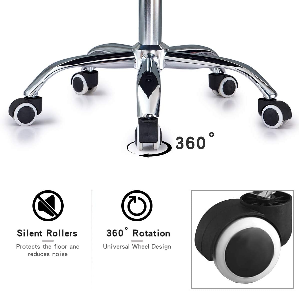 Ribbed Swivel Desk Chair Adjustable Task Chair PU Leather Mid Back Rolling Office Chair with Wheels Padded Task Conference Chair with Backrest for Office Home Computer Without Arms, White