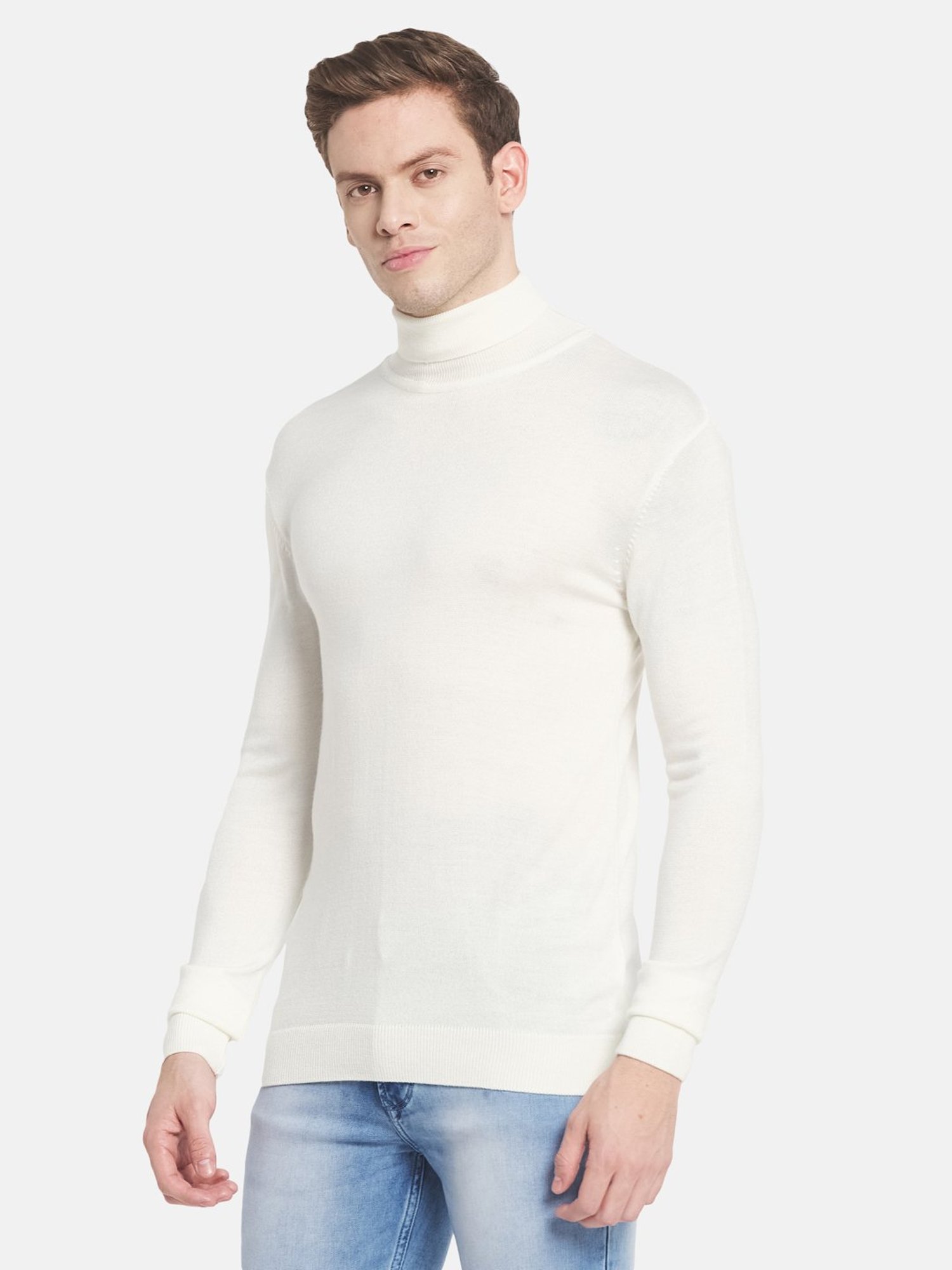 Mettle White Regular Fit Sweater