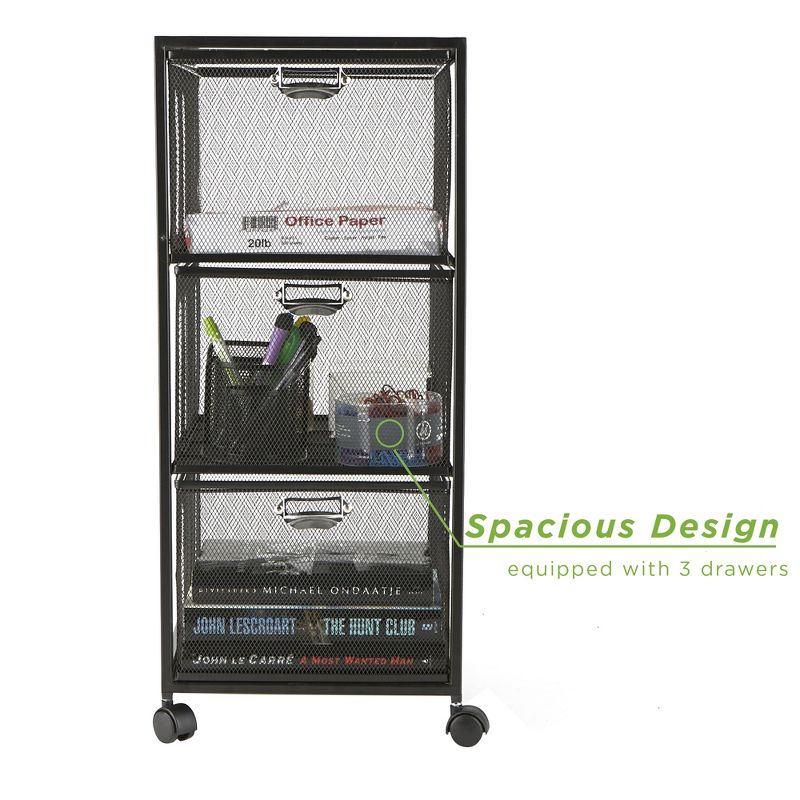 Mind Reader Rolling File Cabinet with Slim Storage for Makeup, Kitchen, Utilities, Office Supplies, and Tools