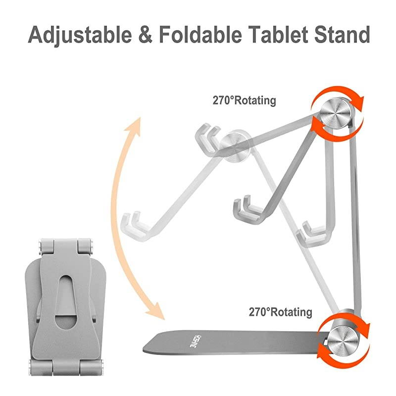 Adjustable amp Foldable Desktop Cell Phone Stands Cell Phone Holder Tablet Stand Advanced Universal Aluminum Stand Holder for Mobile Phone and Tablet Up to 13 inch Space Grey